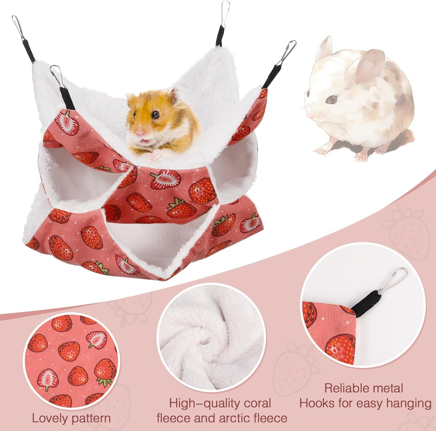 3 Layer Guinea Pig Cage Hammock, Onbdl Cute Hamster Hanging Hammock Bed Soft Warm Small Animals,Guinea Pig, Bunny, Hamster, Chinchilla,Rabbit and Other Small Animals