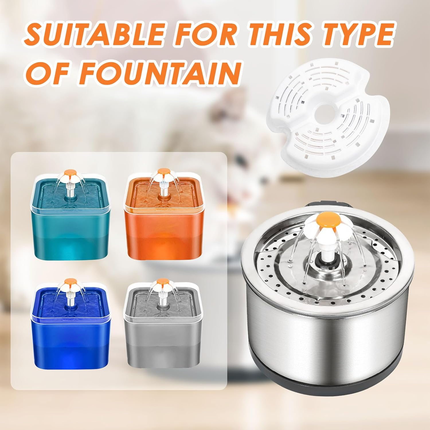 Dunkwckore Pack of 4 Cat Fountain Filters for Cat, Replacement Filter for Drinking Fountain Cats and Dogs, Drinking Fountain Filter for 2L & 2.5L, Triple Filtering, Cotton Activated Carbon & Resin Cat image number 4