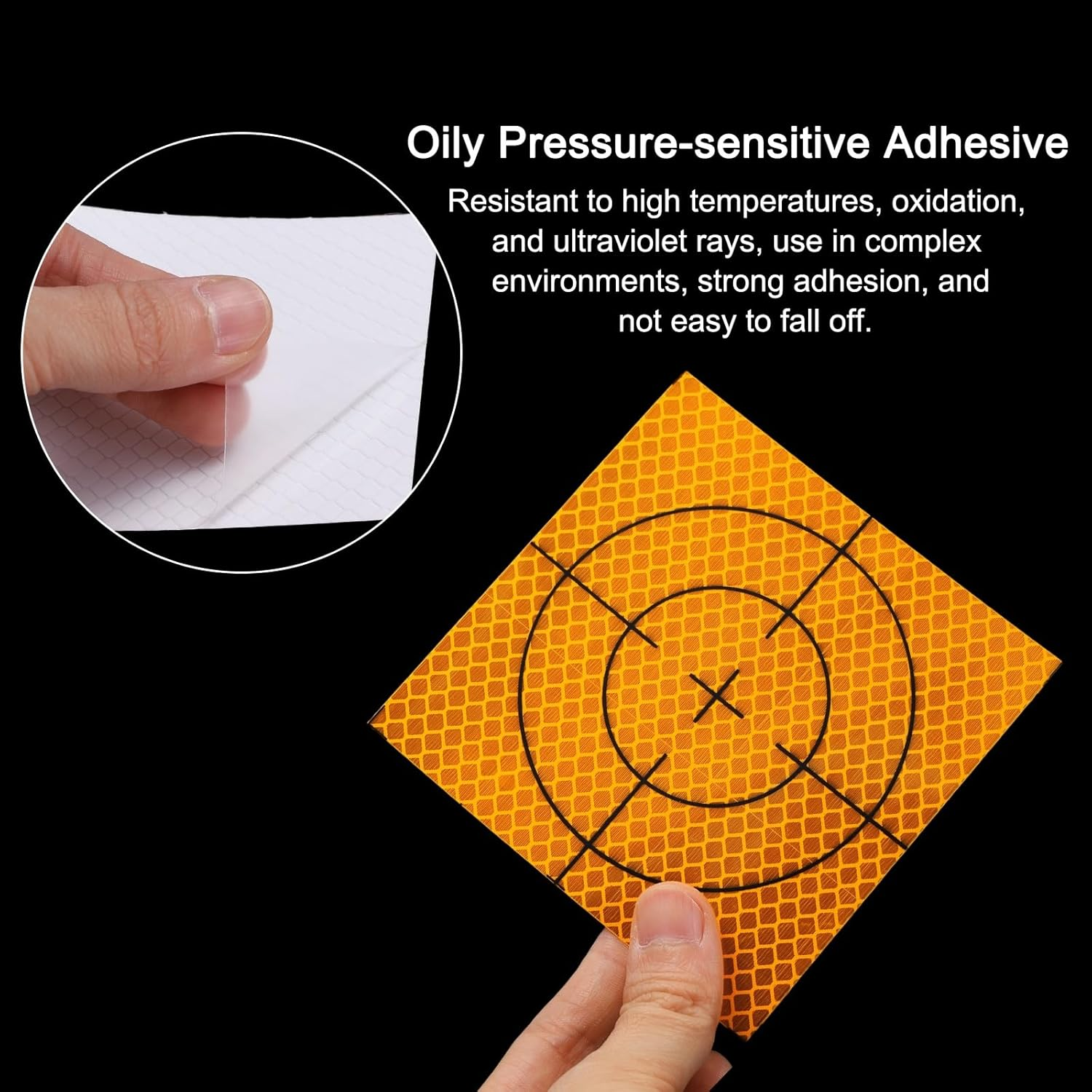 Uxcell 4Pcs Survey Reflector Sheets 100Mm X 100Mm Self-Adhesive Surveying Target Mark Sticker Total Station Reflective Sheet Tape for Ship Inspection Tunnel Measure, Yellow image number 3