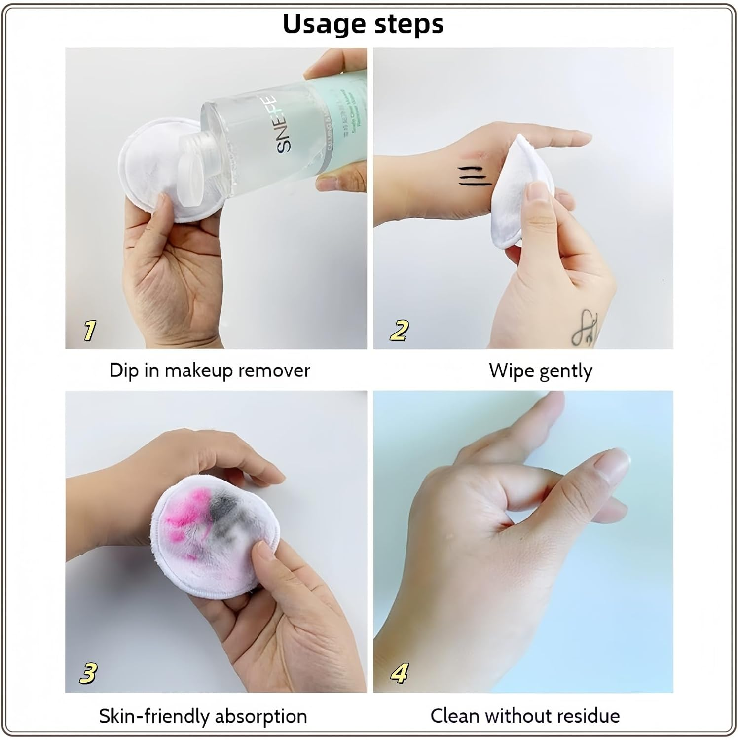 Reusable Makeup Remover Pads - 7 Pcs Soft Cotton Rounds for Face with Friendly Bamboo Fiber, Washable Makeup Remover Cloth for All Skin Types - Ideal for Facial Cleansing (7 Colour) image number 4