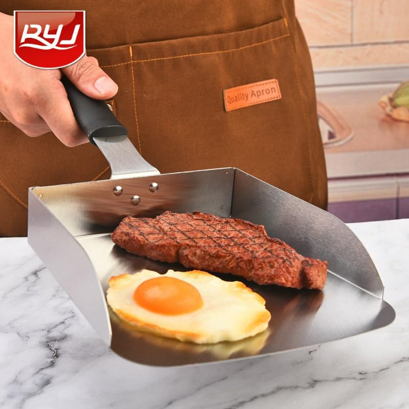 AIMALL 15.2 Inch Stainless Steel Flat Bottom Food Shovel with Comfortable Handle, Versatile Spatula for French Fries, Popcorn, Flour, Nuts, and Rice Scooping image number 6