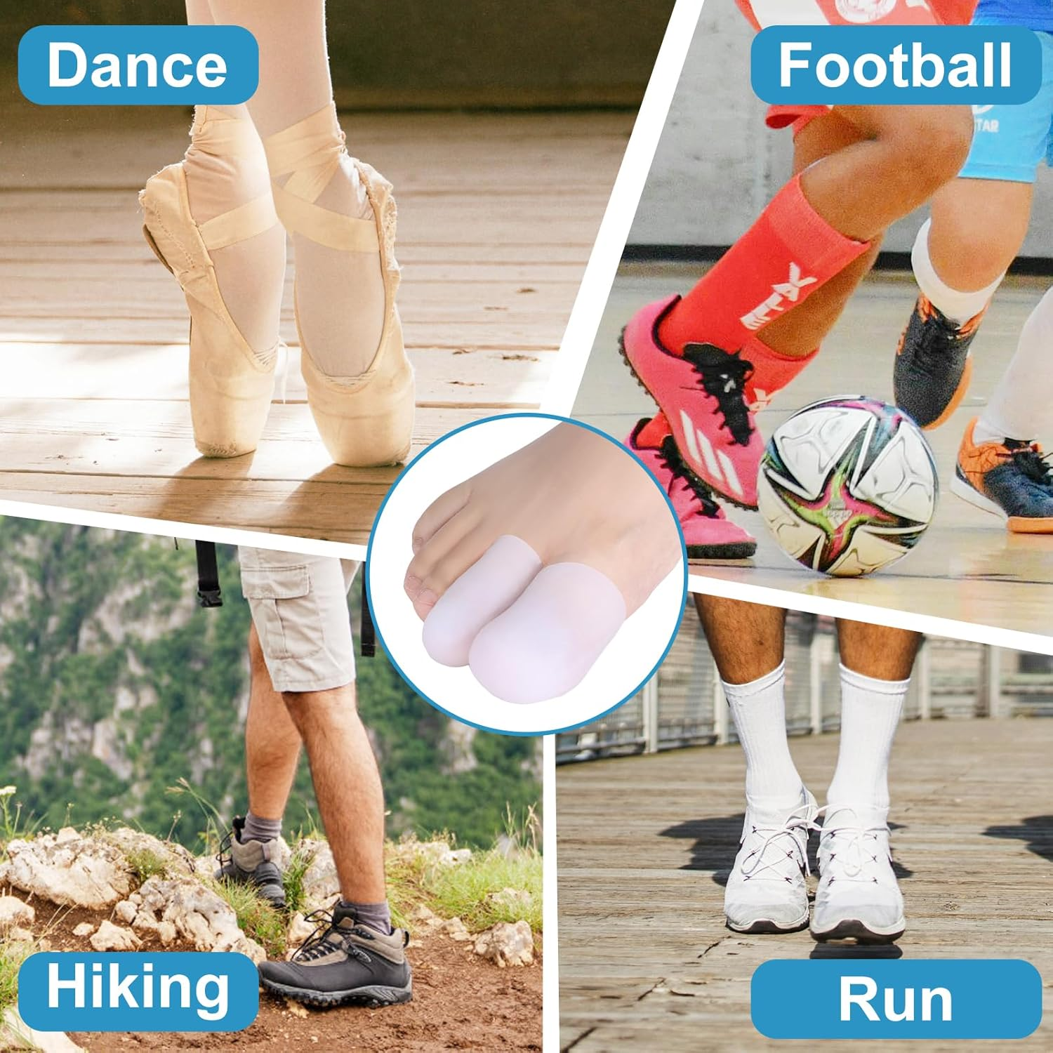 Madholly 20 Pieces Gel Toe Cap, Prevent Callus and Blistering, Silicone Toe Protector for Women and Men image number 6