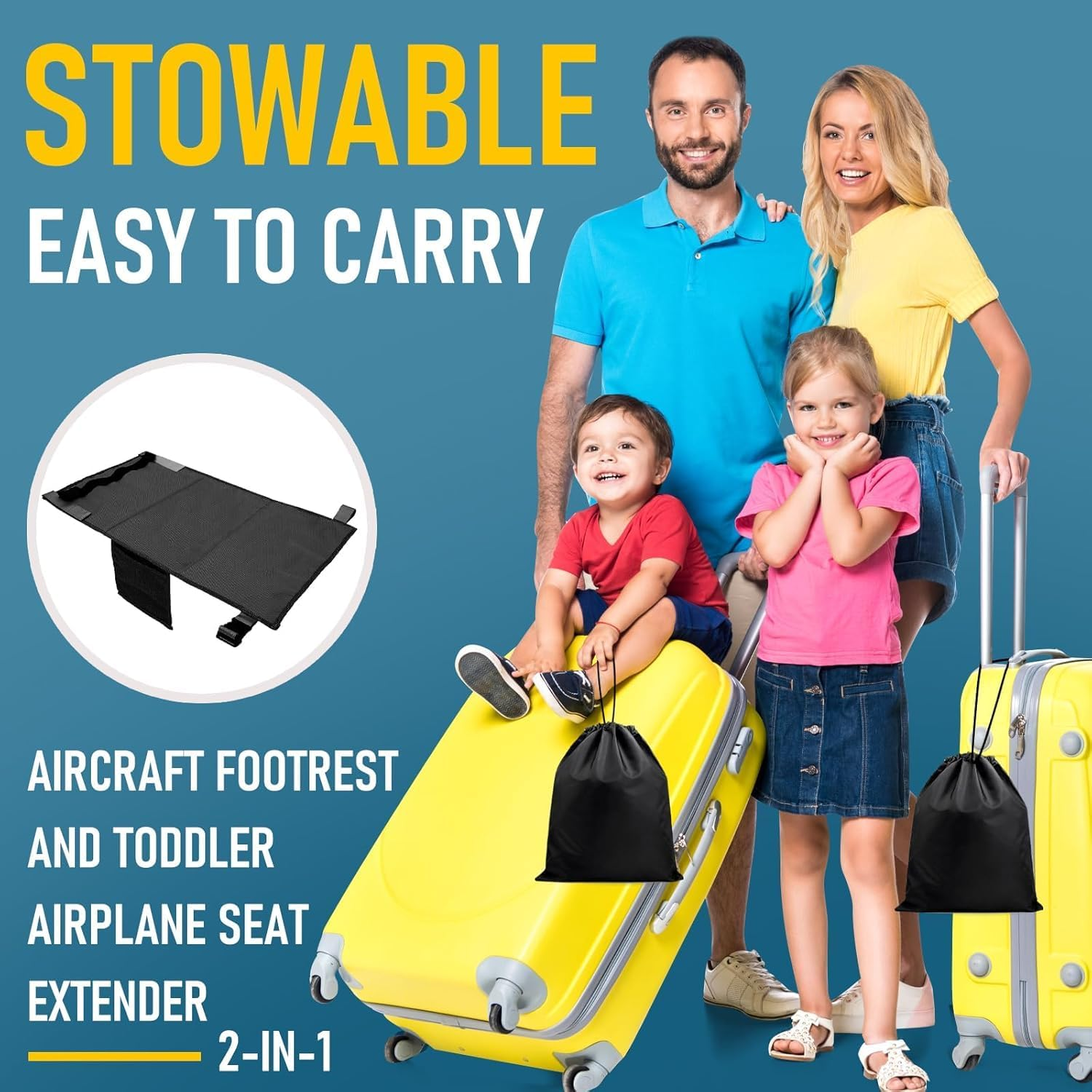 Toddler Airplane Bed, 31In Airplane Seat Extender for Kids, Toddler Travel Essentials with Drawstring Bag, Kids Bed Airplane image number 3