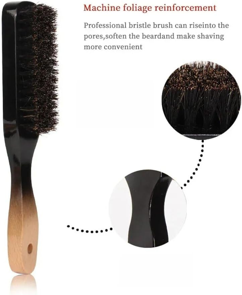 Bristle Hair Brush Slick Back Boar Bristle Hairbrush, 2Pcs Boar Stiffs Beard Brush,Beard Growth Stiff Boars Stiffs Beard Grooming Brushes,Tangle Softening Beard Boar Brush for Men