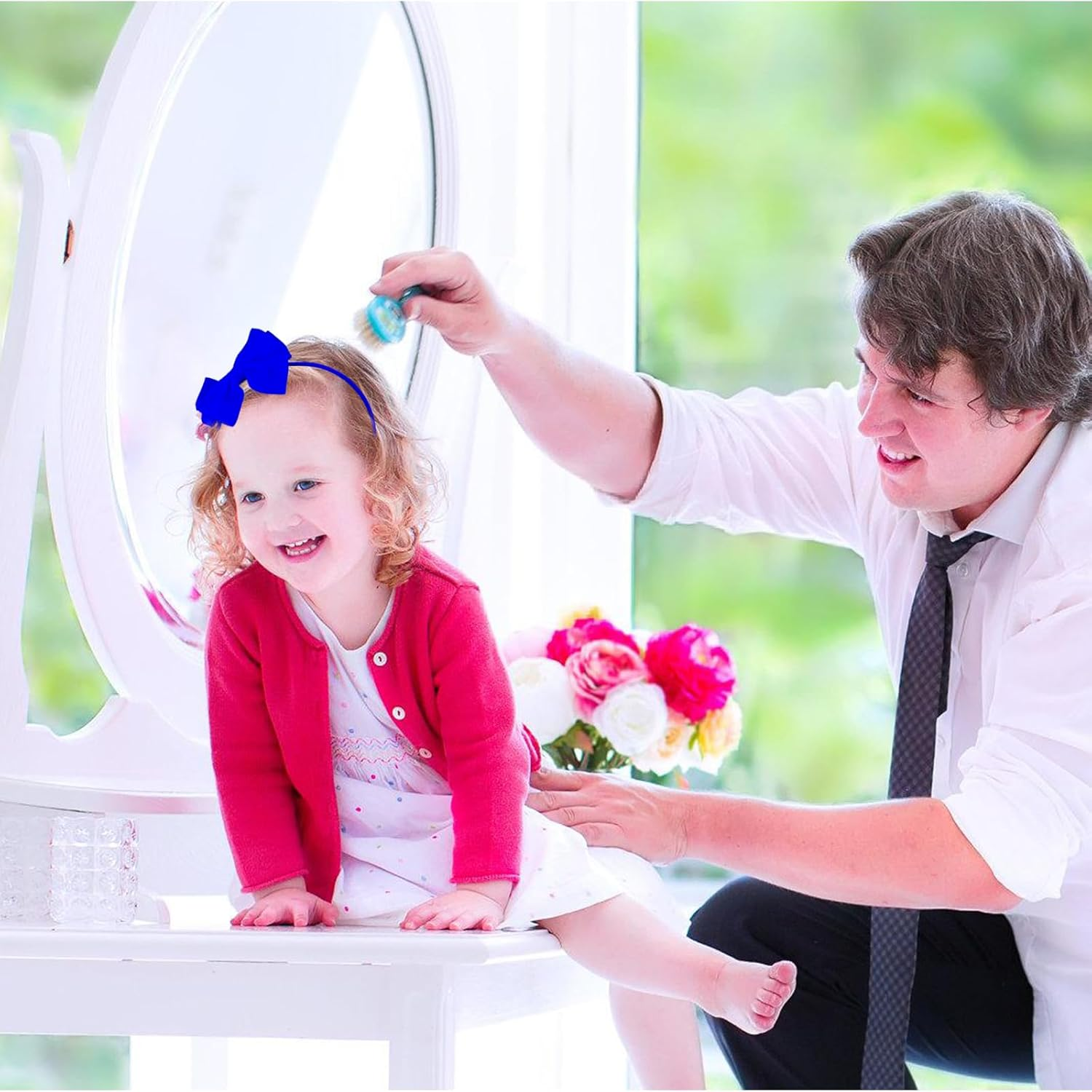 MOSTFUN Girls' Hair Accessories Set, 55 Pcs Blue Bow Hair Clips, Hair Bands, Ponytail Holders, Elastic Bands, Hair Clips with Bows, Perfect for School, Parties, Gifts image number 5