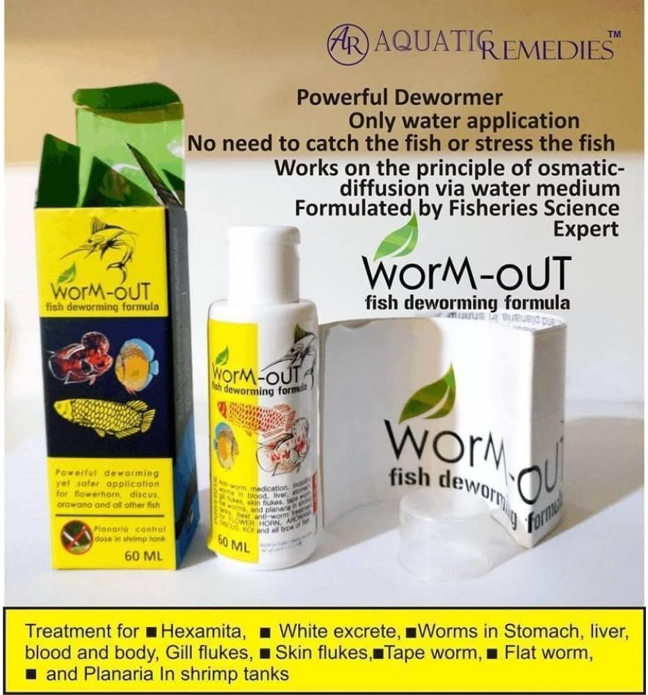 Aquatic Remedies Worm-Out Fish Deworming Formula, 60ML for Flower Horn, Discus, Arowana and All Other Fish image number 1