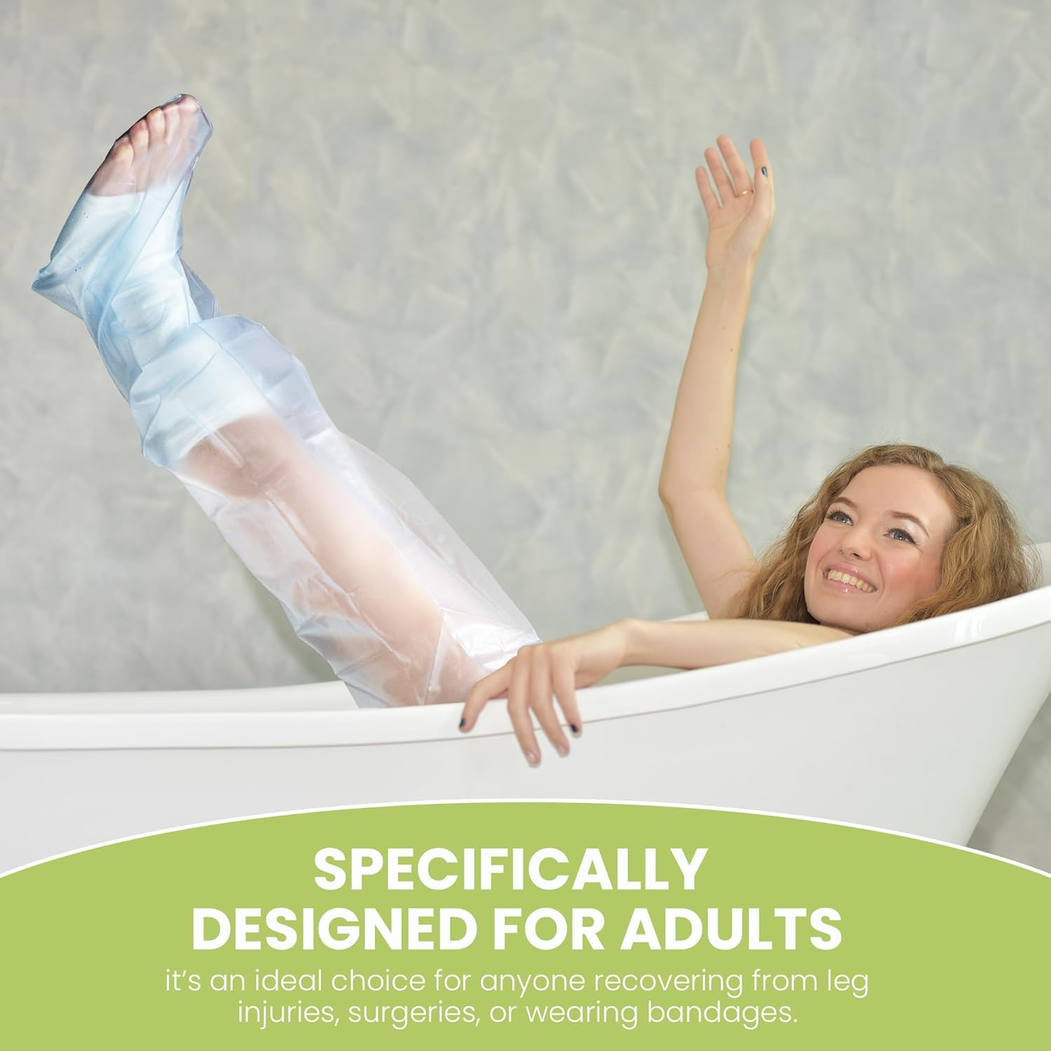 Waterproof Plaster Cast Cover - Reusable Adult Waterproof Leg Cover for Shower Arm, Leg and Foot | Waterproof Arm Cast Protector | Full Leg Cast Cover for Shower image number 5