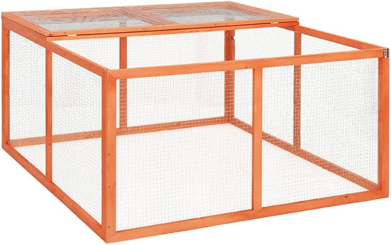 Rabbit Hutch Indoor Bunny Cage Wooden Rabbit House Bunny Hutch Rabbit Cage for Small to Medium Animals, Outdoor Farm Use, 124X120X60 Cm Solid Firwood image number 1