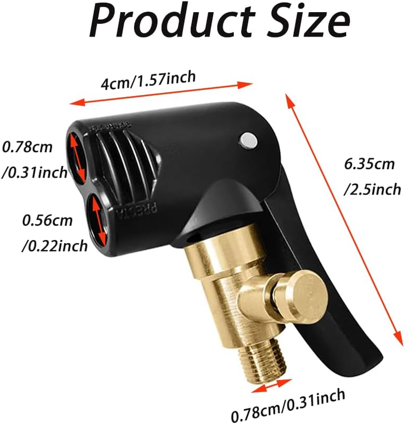 1 Pcs Car Mounted Inflation Pump Conversion Nozzle,2 in 1 Car Tyre Air Chuck,Pump Head with Bleed Valve,American Mouth French Mouth Inflation,Suitable for Cars,Motorcycles,Bicycles,Electric Vehicle
