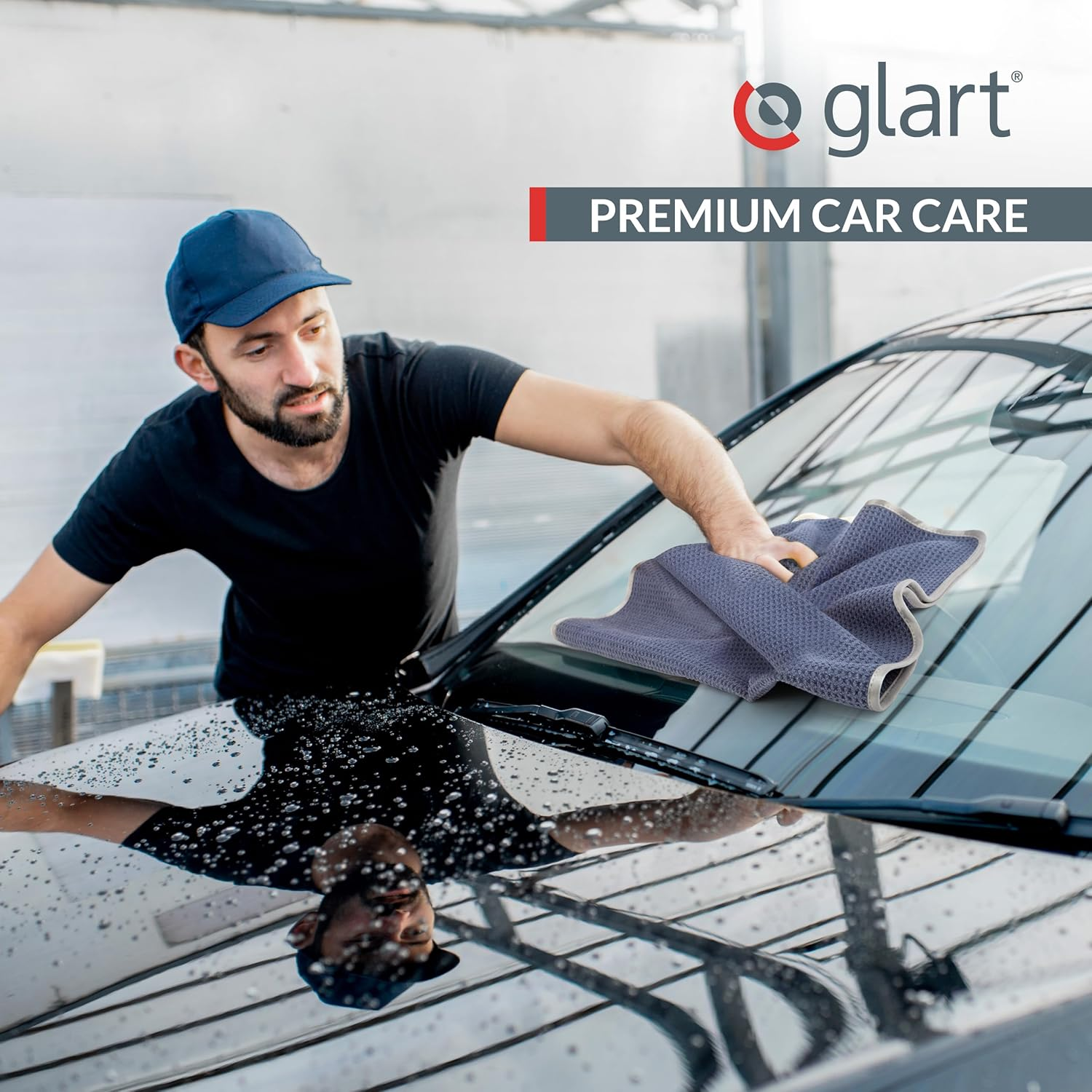 Glart 47TB Set of 2 Car Microfibre Cloths Drying Cloths for Car Care, Car Paint, Motorcycle, Kitchen, Dishes - Waffle - 70 X 40 Cm Blue, Microfibre Cloths Also for Window Cleaners image number 6