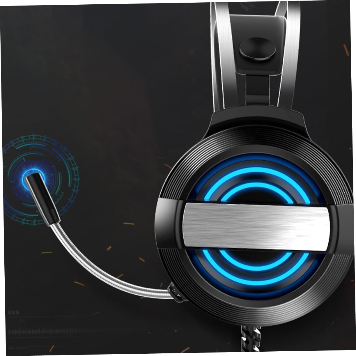 Operitacx Comfortable Wired Gaming Headset with Noise Reduction Mic Stylish Luminous Design Surround Sound Effects Breathable Earmuffs for Gamers and Home Use image number 6