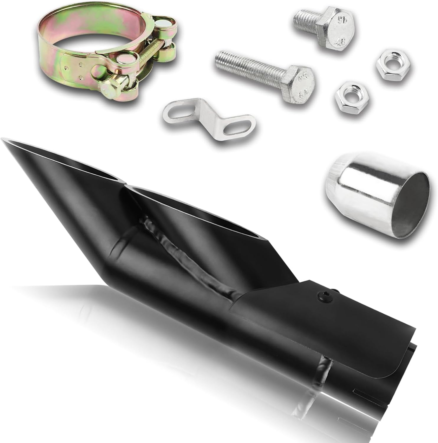 FLYPIG Two-Hole Aluminum Exhaust Muffler Pipe Kit with 38-51Mm Clamp Fit for All Motorbikes with 51Mm /2Inch Exhaust image number 5