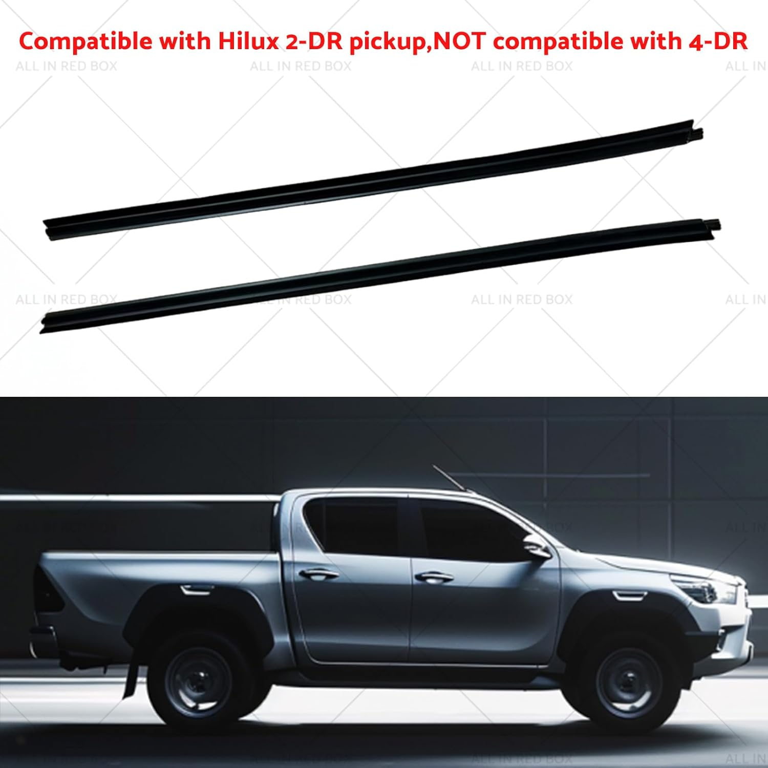 KAKA AUTO PARTS 2PCS Window Seal Weatherstrip Window Moulding Trim Seal Rubber Suitable for Toyota Hilux 2-Door Ute 2005-2015 image number 1