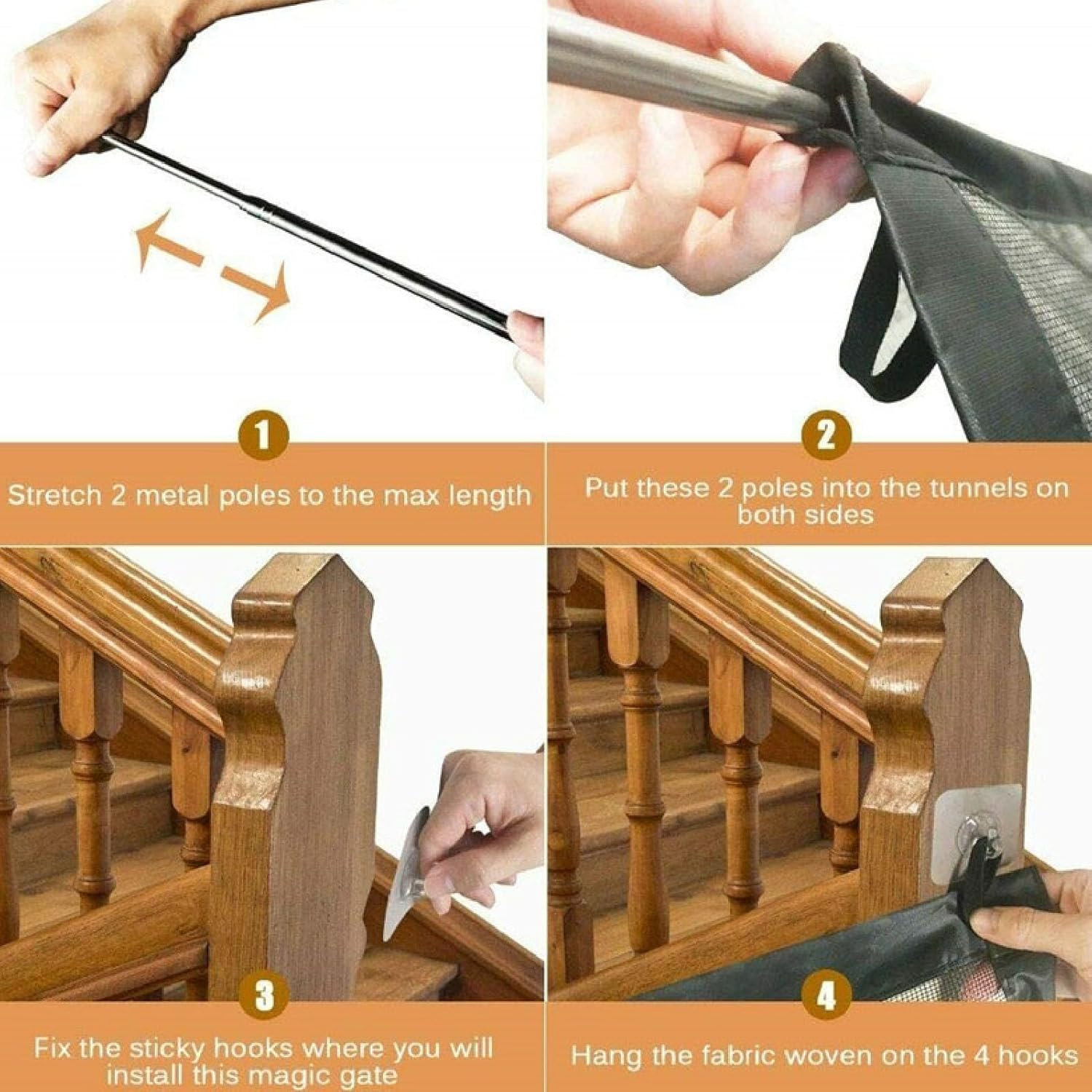 Pet Mesh Gate, Foldable Protective Multi Functional Cat Dog Safety Gate Pet Isolation Net Fence, Portable Pet Gate Dog Mesh Gate Safety Guard Gate for Stairs, Outdoor and Doorways image number 6