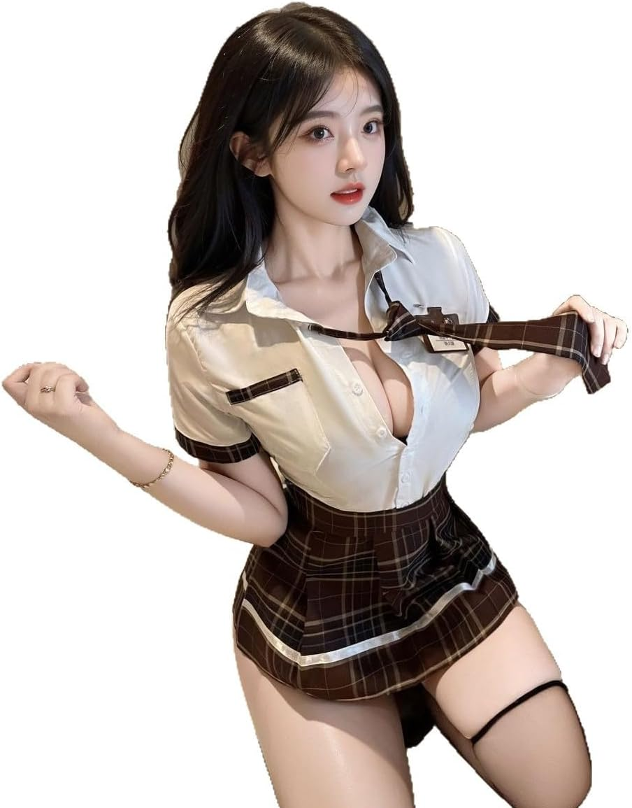 Maid Outfit Schoolgirl Anime Set Nightshirt Bodysuit Sexy Babydoll Lingerie Cosplay Uniform Lace Nightgown