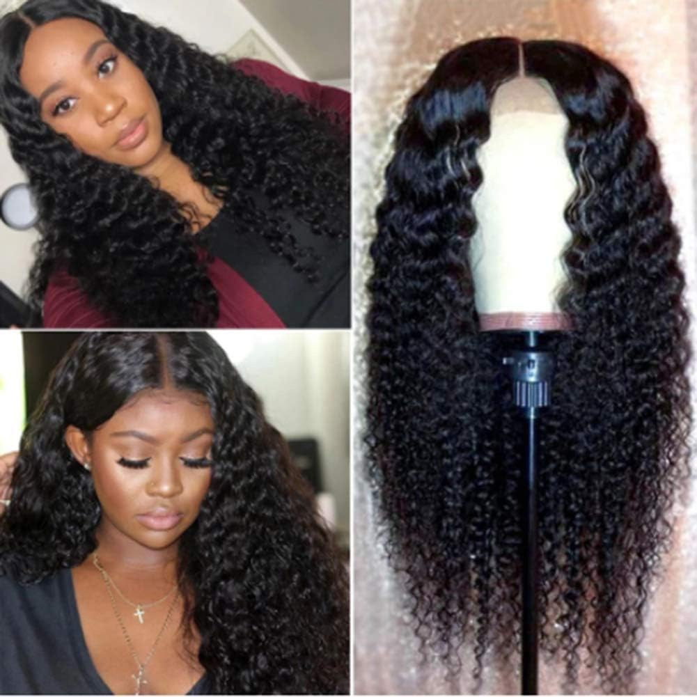 Deep Wave Curly Lace Front Wig Long Black Curly Wig Synthetic Glueless Lace Front Wigs for Black Women (20Inch) image number 2