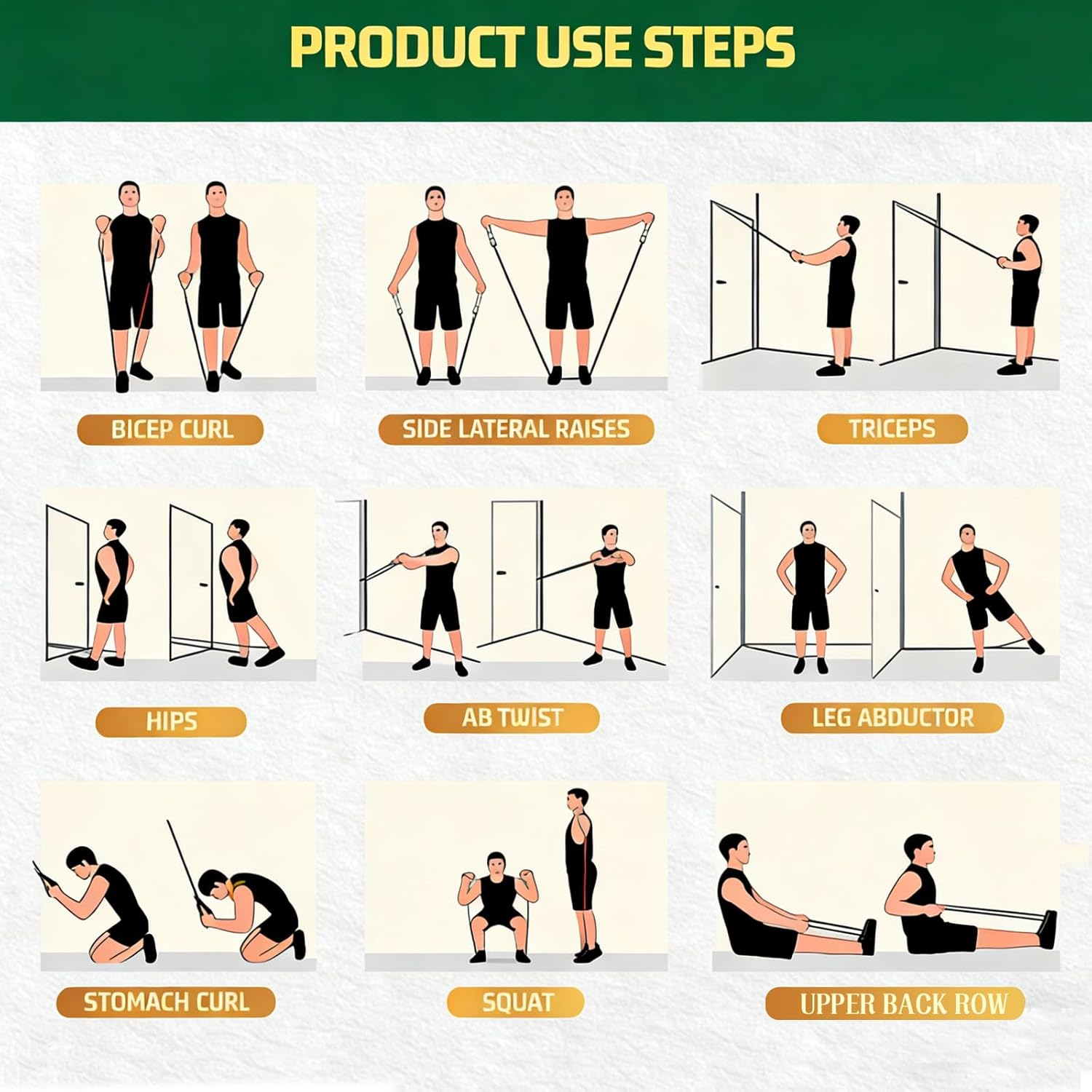 Vanteng Resistance Bands, Exercise Bands for Working Out with Handles, Elastic Workout Bands for Men Women, Exercising Bands for Fitness, Strength Training Home Gym Equipment image number 3