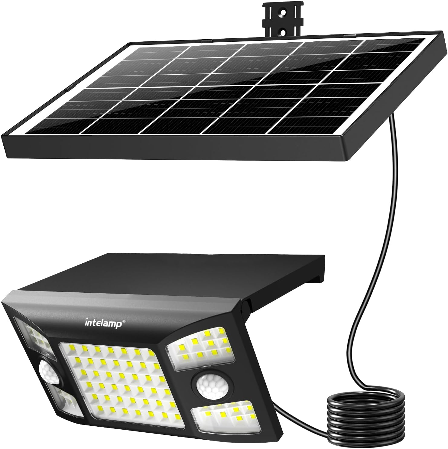 Intelamp Outdoor Solar Light, Three Modes, 180&deg; Dual Motion Sensor Solar Light with Independent Solar Panel, Solar Flood Light for Yard, Garage, Garden image number 4