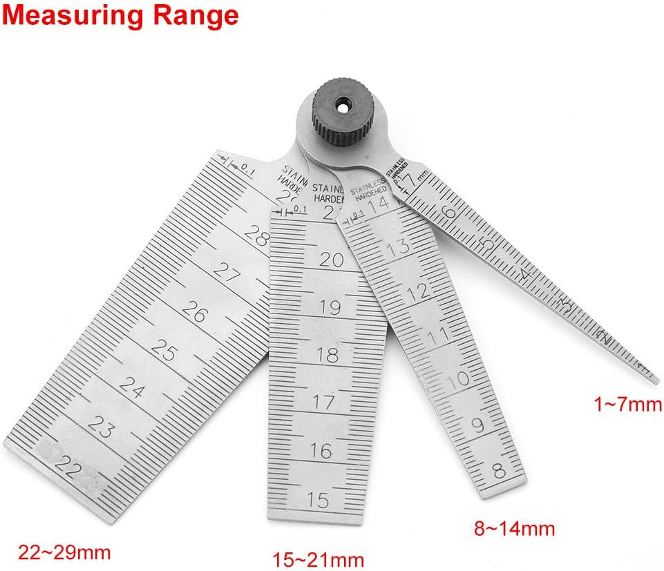 Taper Gage Set, Stainless Steel Welding Taper Feeler Rulers Hole Inspection Tool, Welding Test Ulnar for Measuring Gap Width Thickness image number 5