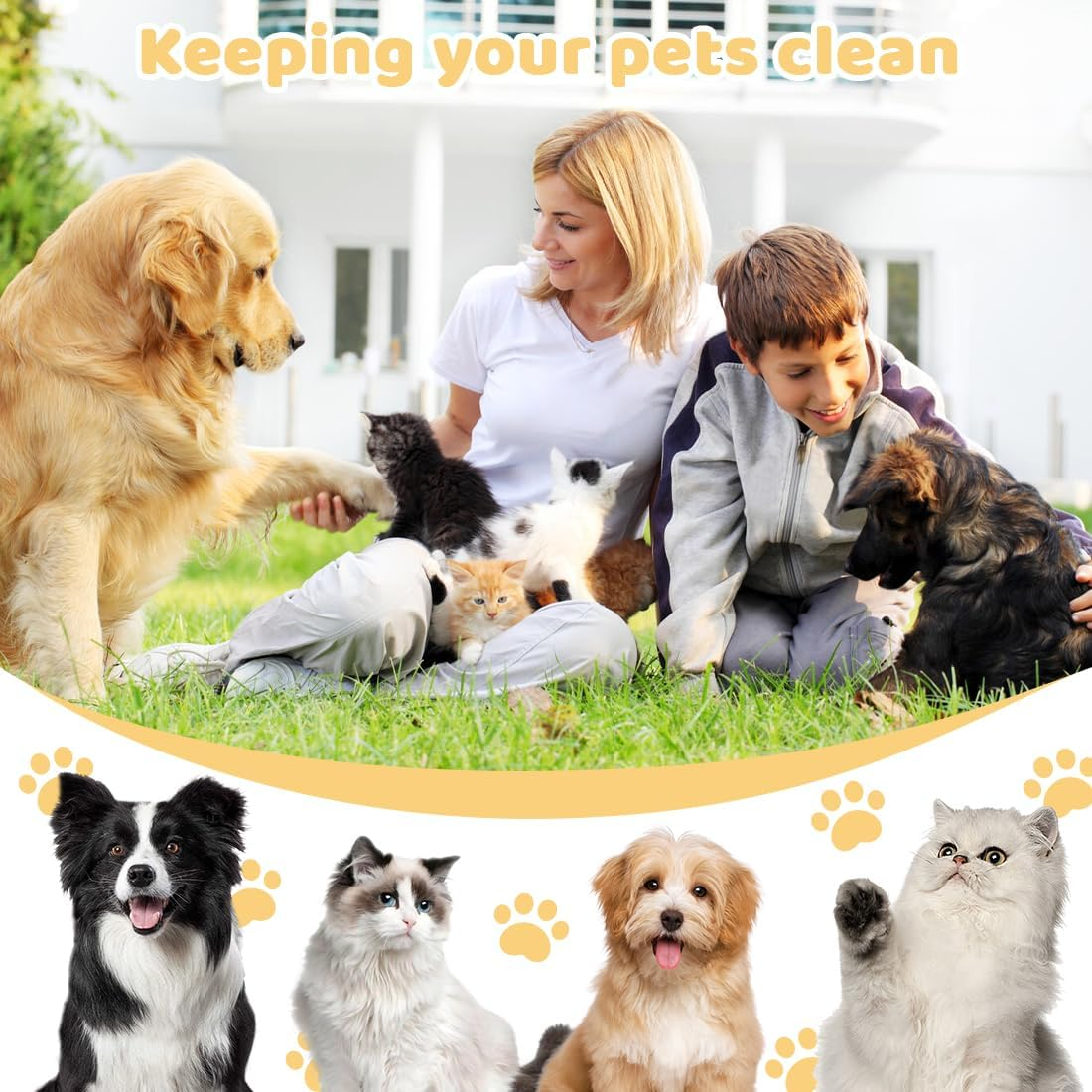 JYNVO Cat Brush, Cat Comb, Fur Flash Brush for Quick Cleaning of Lost Hair, Detangles Knots & Removes Fleas Gently, with 1 Glove image number 1