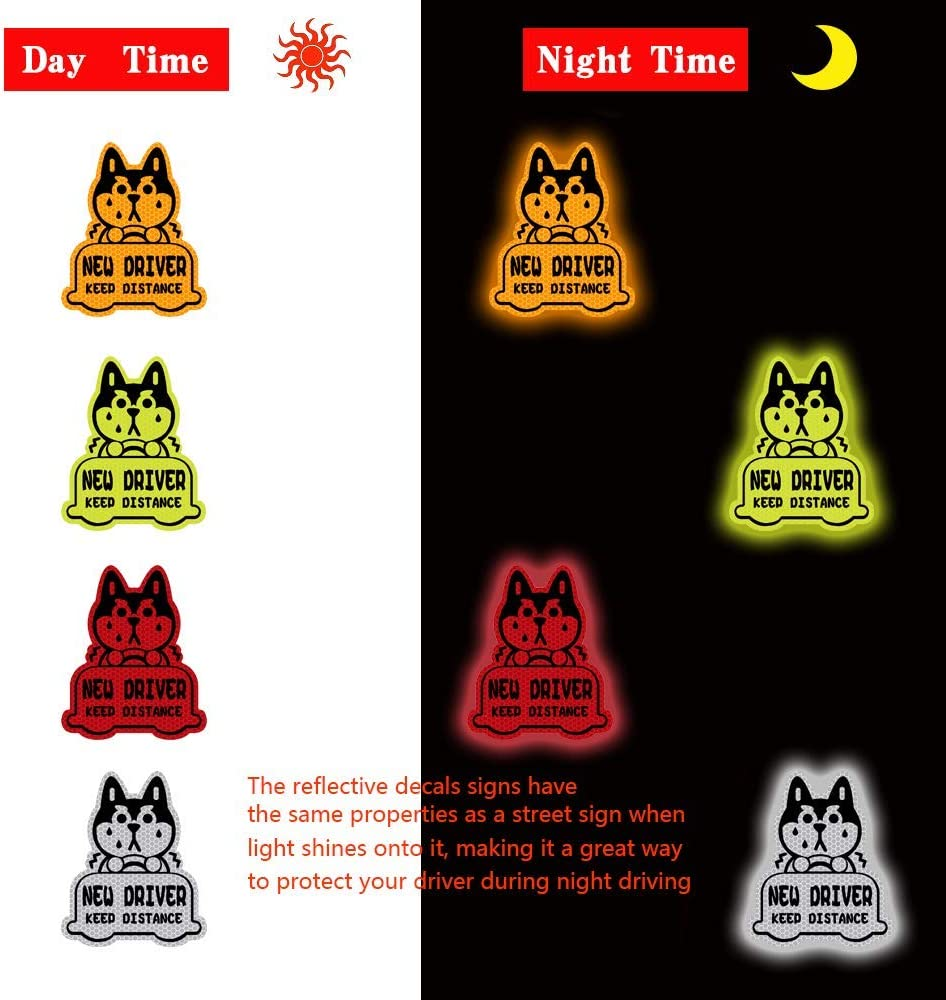 New Driver Reflective Sticker Car Decal,Keep Distance Sticker,For Student Driver-Red image number 1