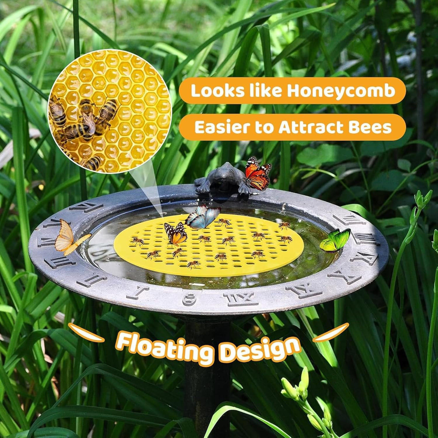 2 X Floating Island with Bees &ndash; 20 Cm Feeding Island for Bees, Bee Nest Floating Island for Insects, Butterflies, for Feeding, Bathing, Outdoor Garden Decoration image number 1