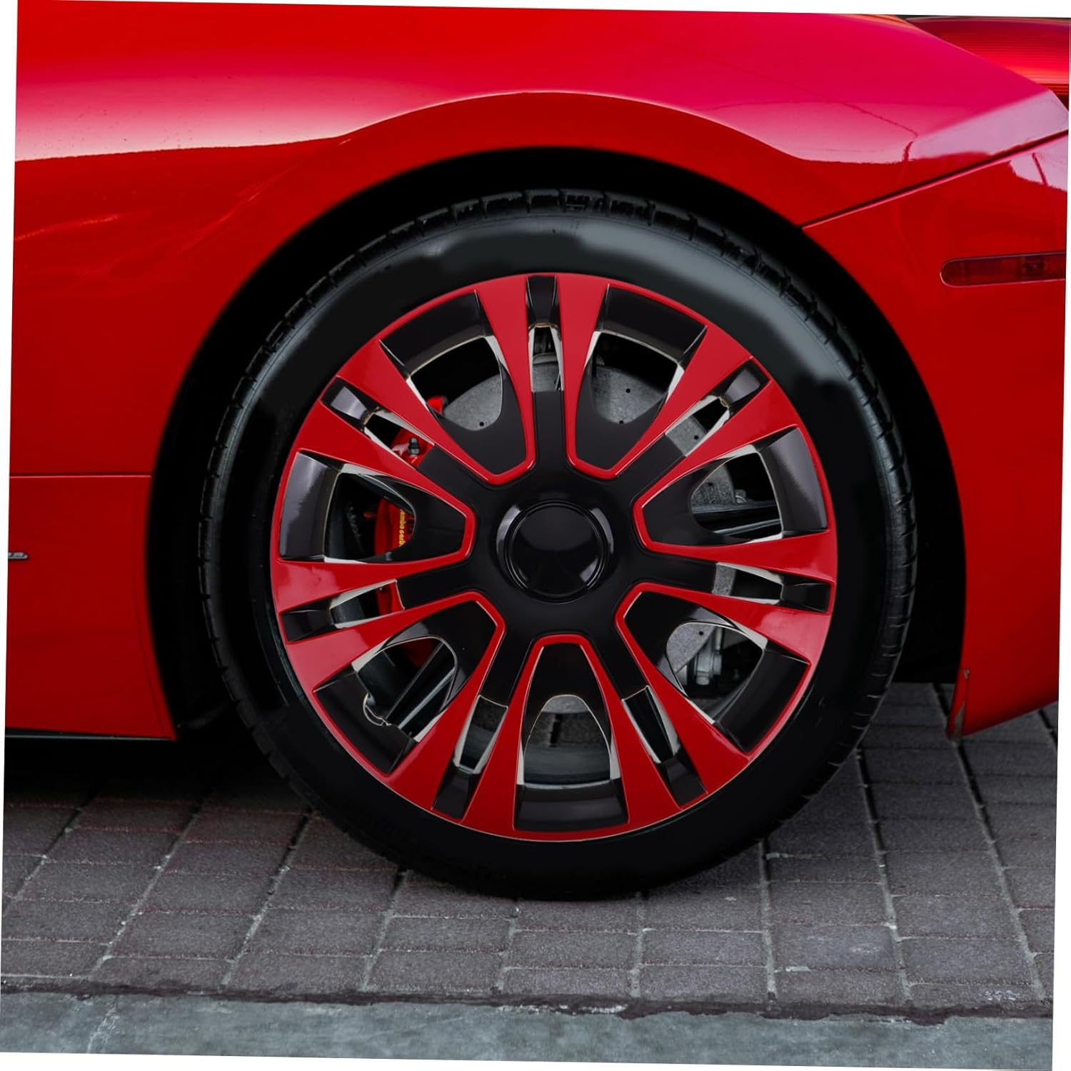 SOESFOUFU 13 Red Hubcaps for Car Wheels Durable Wheel Center Caps for Vehicle Accessories Easy Installation Rim Covers for Conditions image number 6
