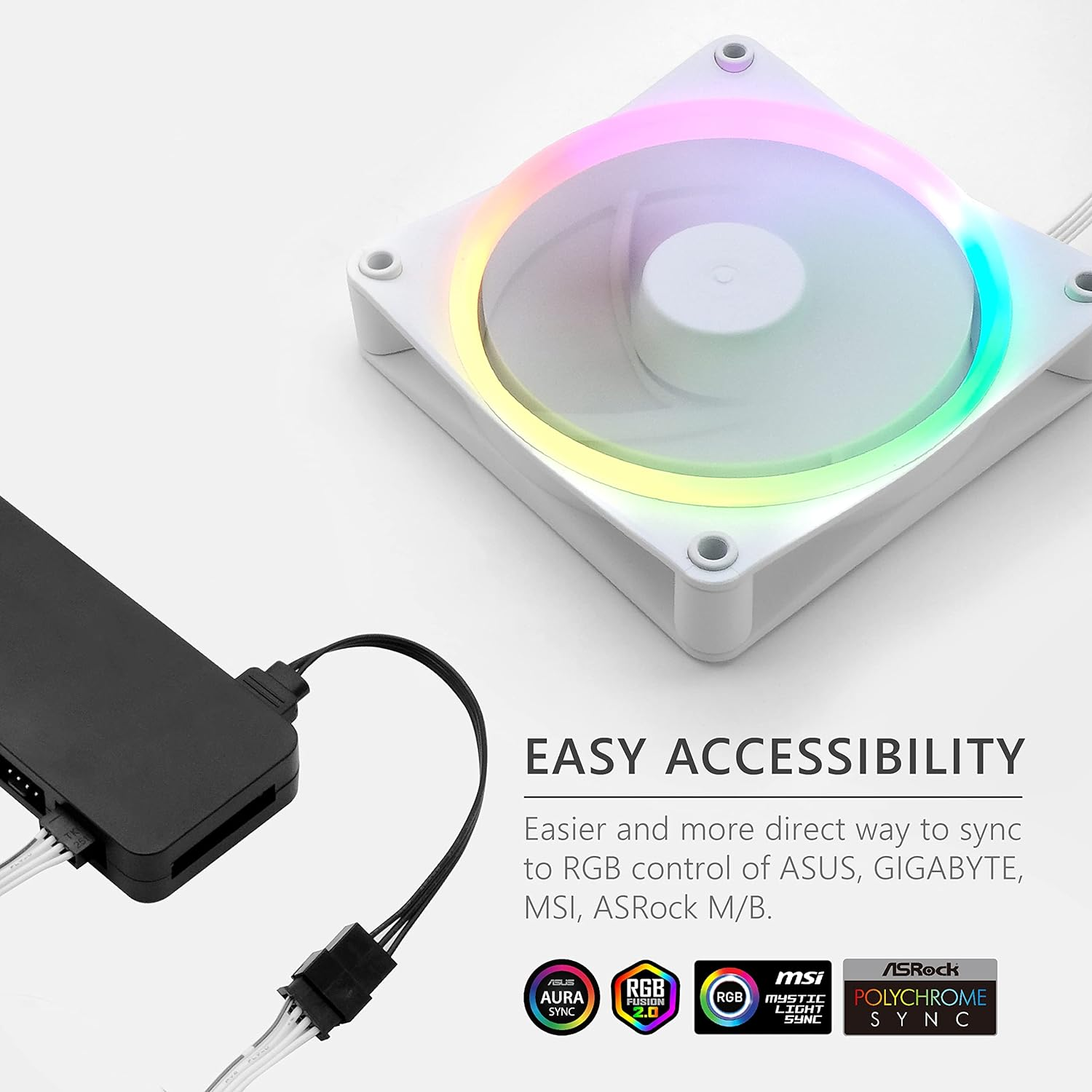 EZDIY-FAB ARGB LED Adapter for NZXT Fan, F120 AER RGB Fan, No NZXT CAM Hub Required, Compatible to Aura Fusion Mystic Light, Two in Pack image number 6