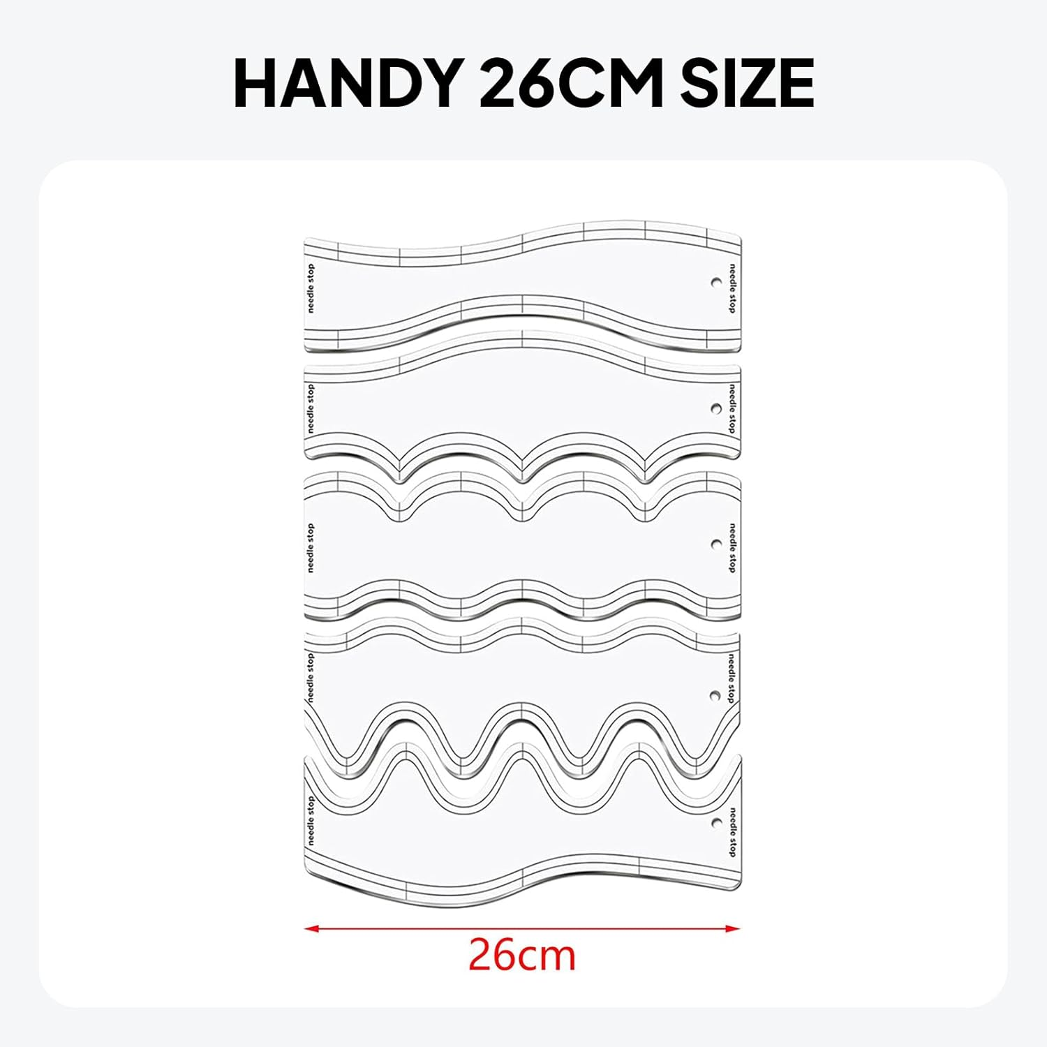 Frediuo 5X Wave Rulers Quilting Rulers DIY Quilting for Machine Quilting Patchwork Templates Sewing Accessories Quilting Templates image number 3