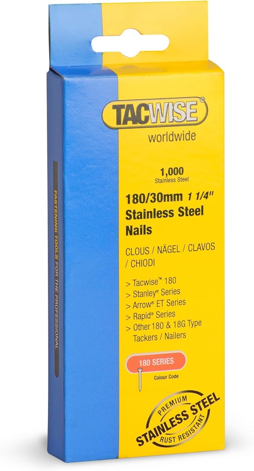 Tacwise 1068 Type 180/35 Mm Stainless Steel 18G Brad Nails, Pack of 1000