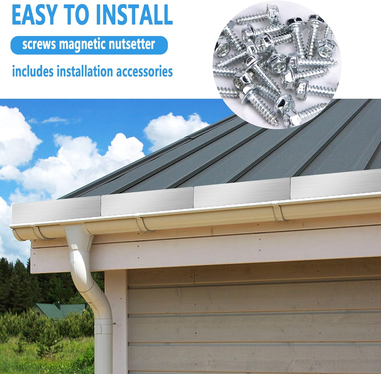 8 Pcs Gutter Valley Splash Guard,Straight Rain Diverter Roofing Gutter Guards,Rain Drip Gutter Guard for House Shingle Roofs Corner (8) image number 3