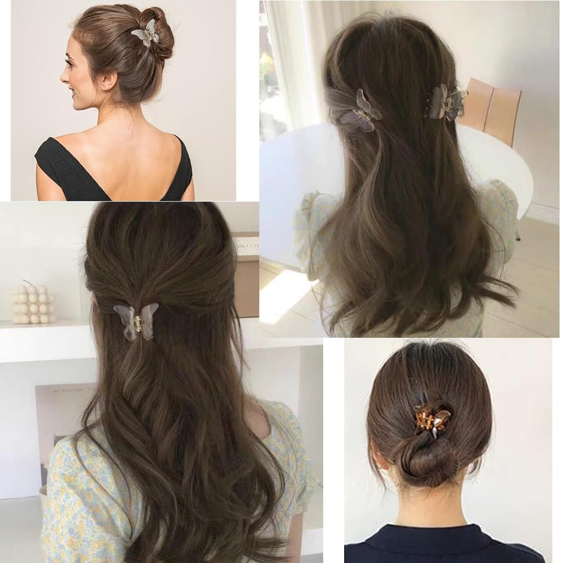UQMIQURA Pack of 4 Butterfly Hair Clips Small Hair Clip Butterfly for Women Non-Slip Hair Clip Matte Hair Clips for Women Girls Ladies Thick Hair image number 2