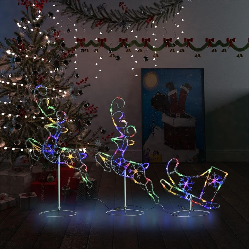 Acrylic Christmas Flying Reindeer Sleigh 260X21X87Cm Colorful Holiday Decor image number 6