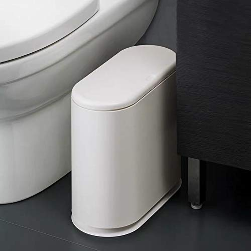 IEEK 12 Liter Rectangular Plastic Trash Can with Press Top Lid,White Modern Wastebasket Thin Trash Cans,3.2 Gallon Garbage Container Bin for Bathroom,Bedroom,Kitchen,Office and Powder Room - Black image number 5