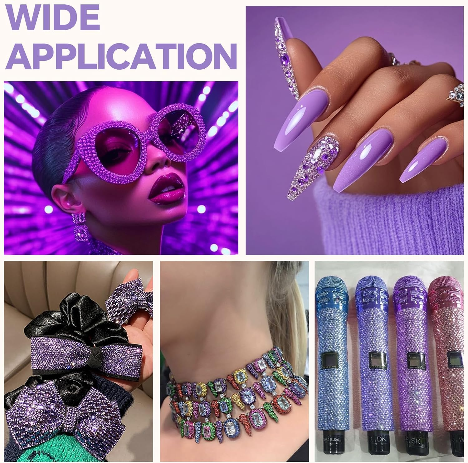 22380Pcs Purple Jelly Rhinestones Kit- Resin Mixed Color Rhinestones for Nail Clothes Shoes Tumblers Decoration Flat Back Round(3Mm,4Mm,5Mm) - 3Mm Christmas image number 4