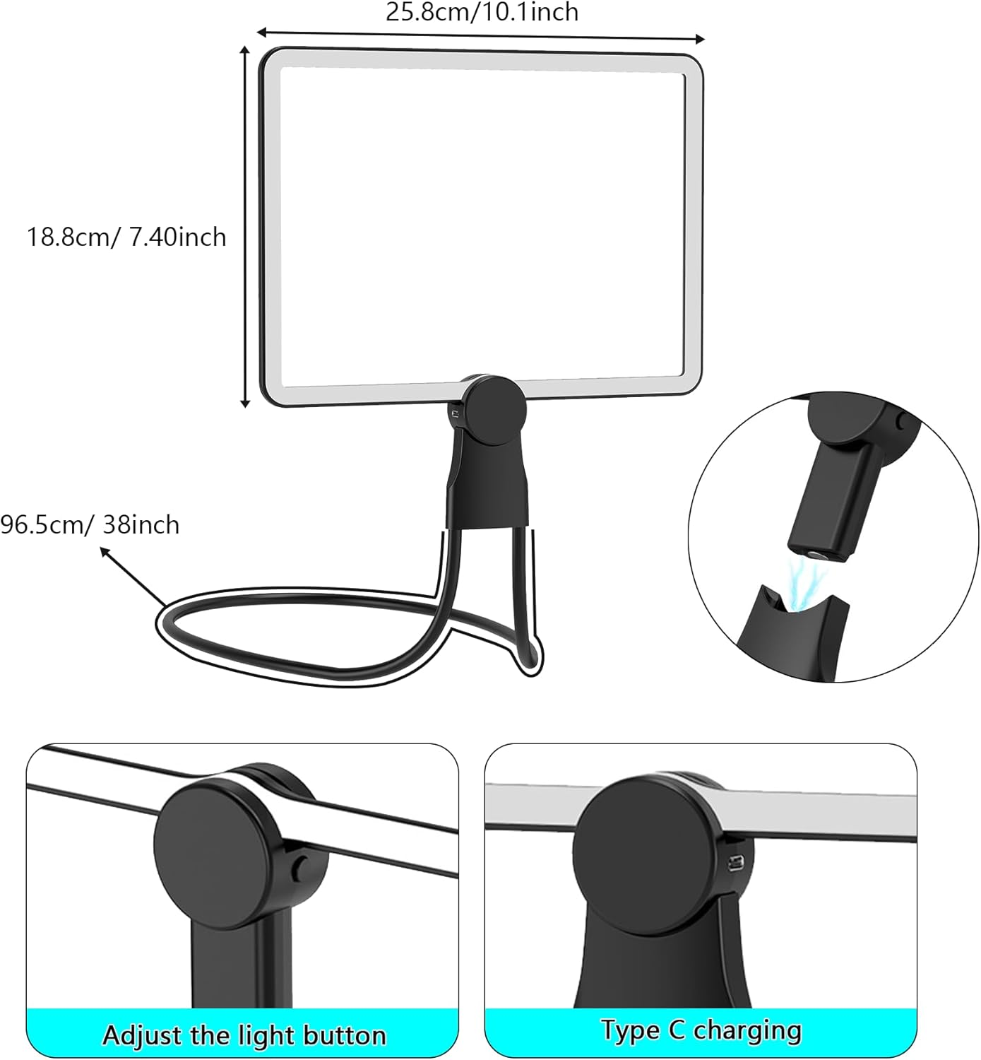 Hands Free Magnifying Glass with Light, 5X Magnifying Glasses for Reading, 48 Leds Lighted Magnifiers, Large Full Page Magnifier for Seniors Low Vision Close Work image number 1