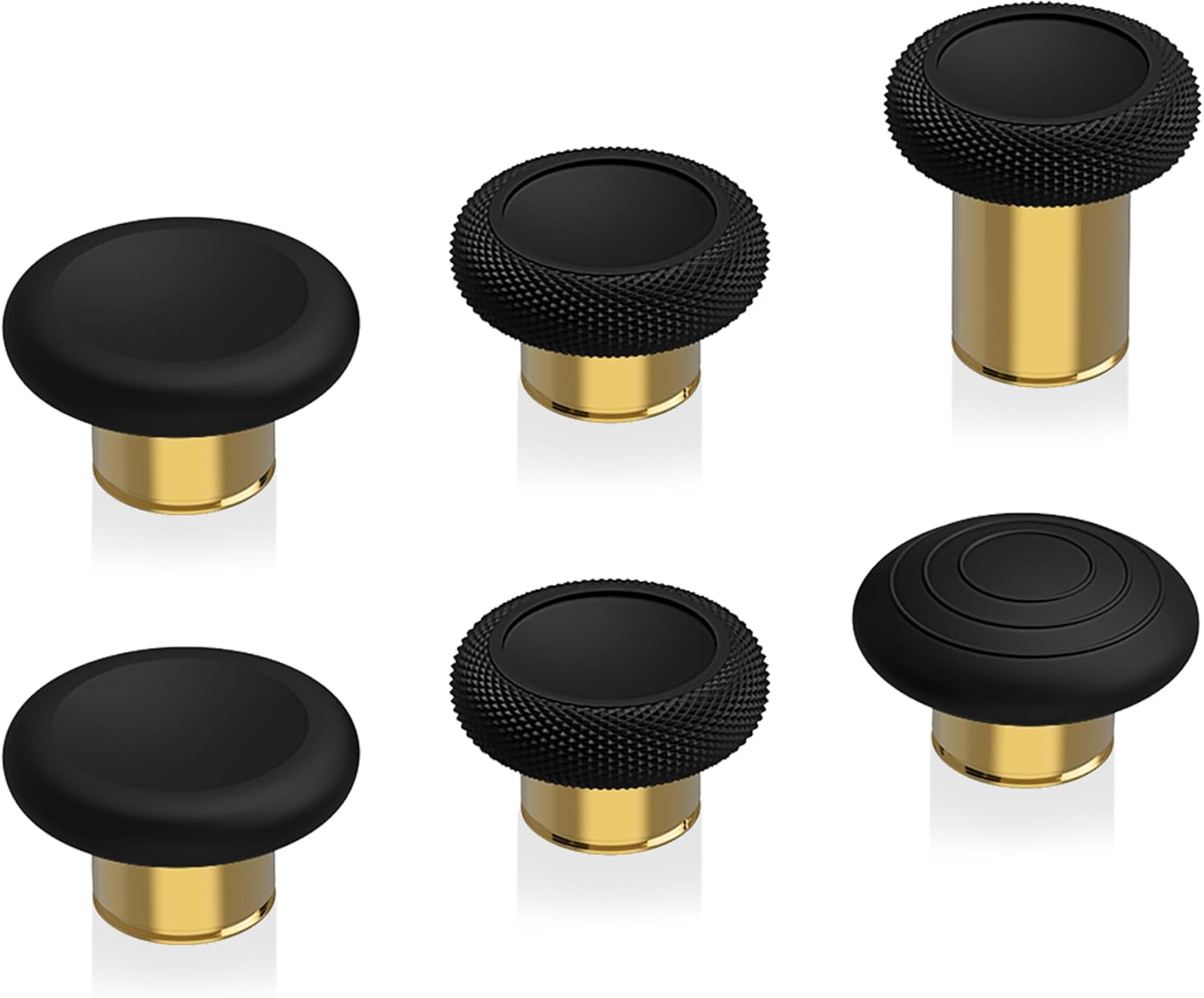 Extremerate 6 in 1 Metal Replacement Thumbsticks for Xbox Elite Series 2 Controller, Black & Metallic Hero Gold Swappable Magnetic Analog Stick Joystick Caps for Xbox Elite 2 Controller -Model 1797