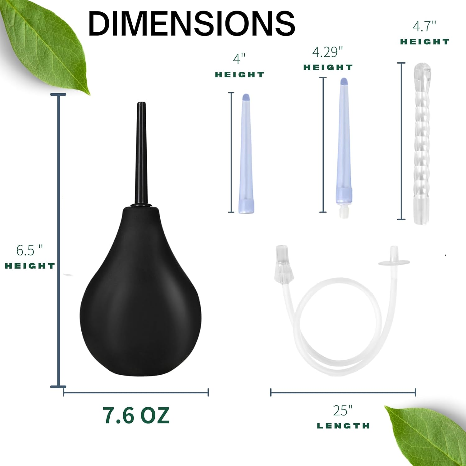 Enema Bulb Kit ， Douche for Men Women Beginners， with 19.7In Hose+4 Nozzles (Black) image number 4