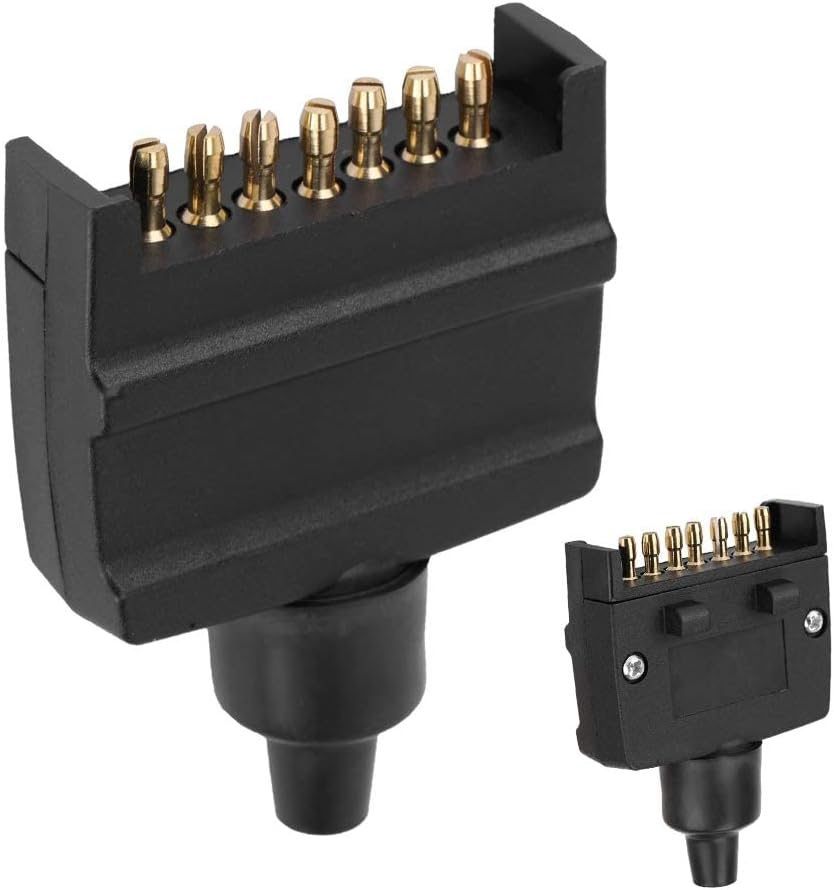 Durable 7 Pin Flat Trailer Plug Connector, Australian Design, Corrosion Resistant for Caravan, Truck, RV, Trailer, ABS Compatible, Black
