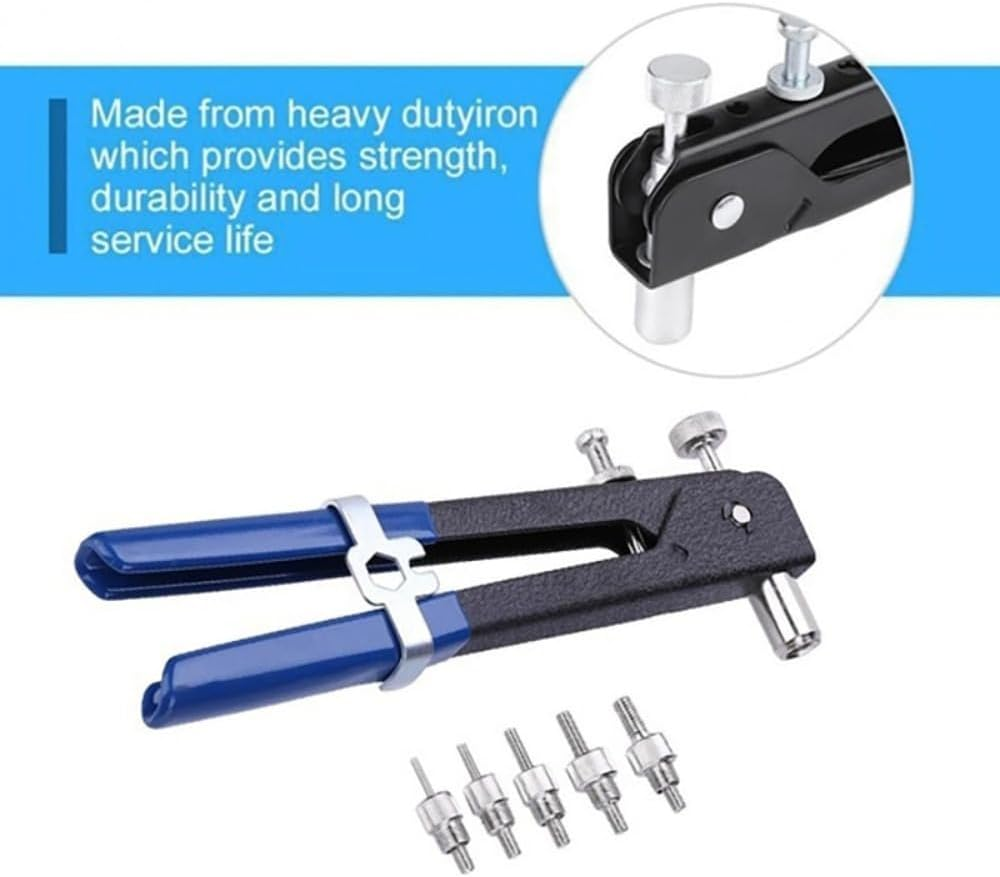 Poemtian Threaded Rivet Gun Kit,Hand Riveter Rivnut Nutsert Riveting Set,Nut Setter Insert Tool for Furniture, Decration, Car, Trailer, Boat, and More