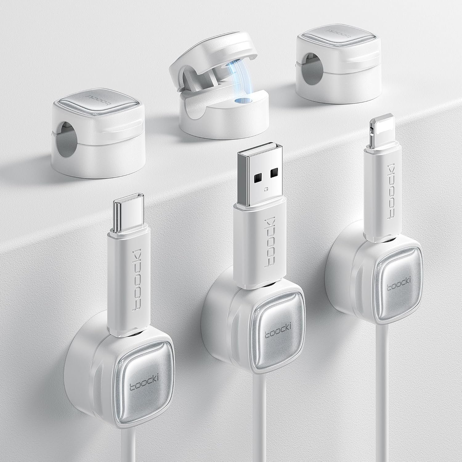 Toocki 6 Pack Magnetic Cable Organiser, Adjustable Secure Cable Management, Wire Keeper for Phone USB Charger Cables, Ideal for Home, Office, Car, Desk,Nightstand Spaces image number 1
