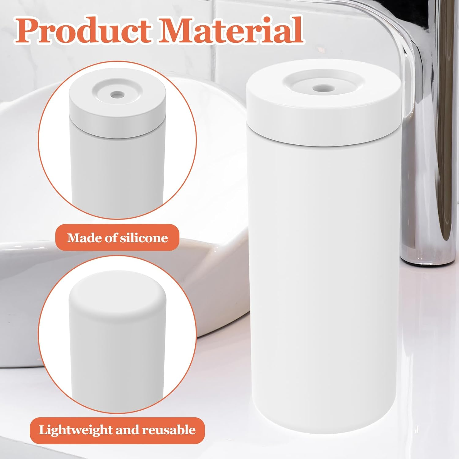 Silicone Dish Soap Dispensers, Refillable Dish Soap Squeeze Bottle, 240Ml Dishwashing Liquid Dispenser, Portable Hand Soaps Bottle for Kitchen Sink (White) - Black image number 7