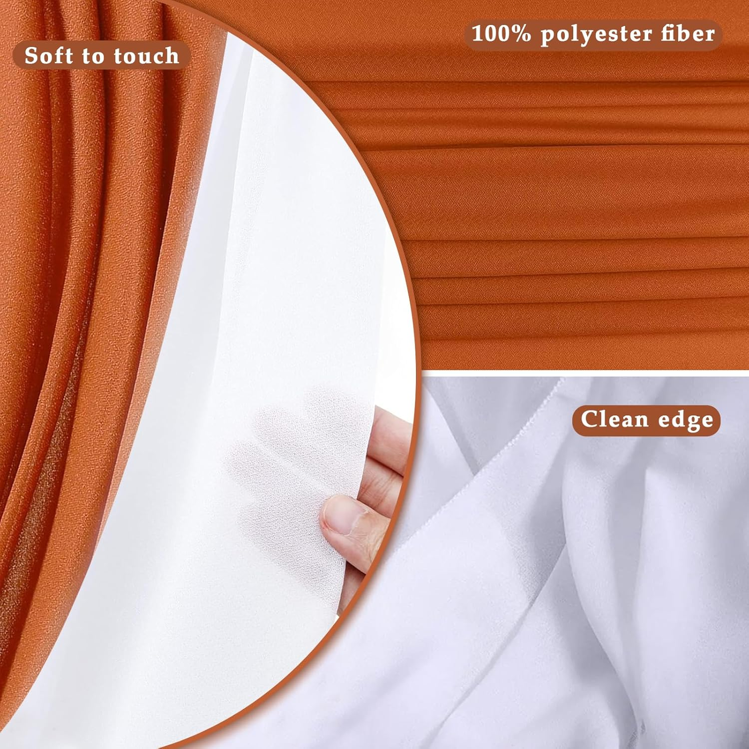 YALLOVE Wedding Arch Draping Fabric, 2 Panel 30" X 236" Drapes Sheer Backdrop Curtain for Ceremony Party Ceiling Decor (White, Terracotta)