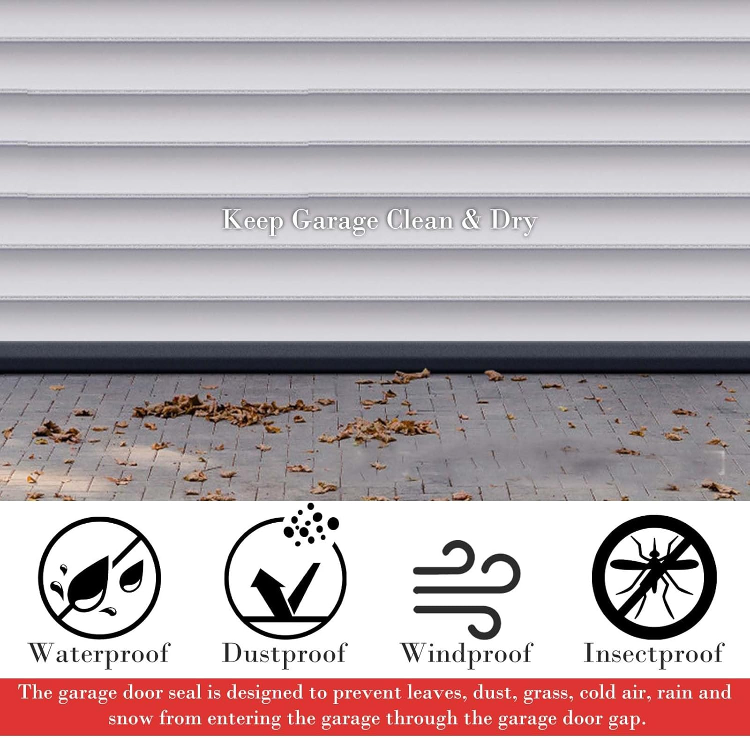 Garage Door Seal 6 M, Garage Door Seal Top and Sides Rubber Seal Strip Replacement, All-Weather Universal Rubber Garage Door Seal with Nails image number 3