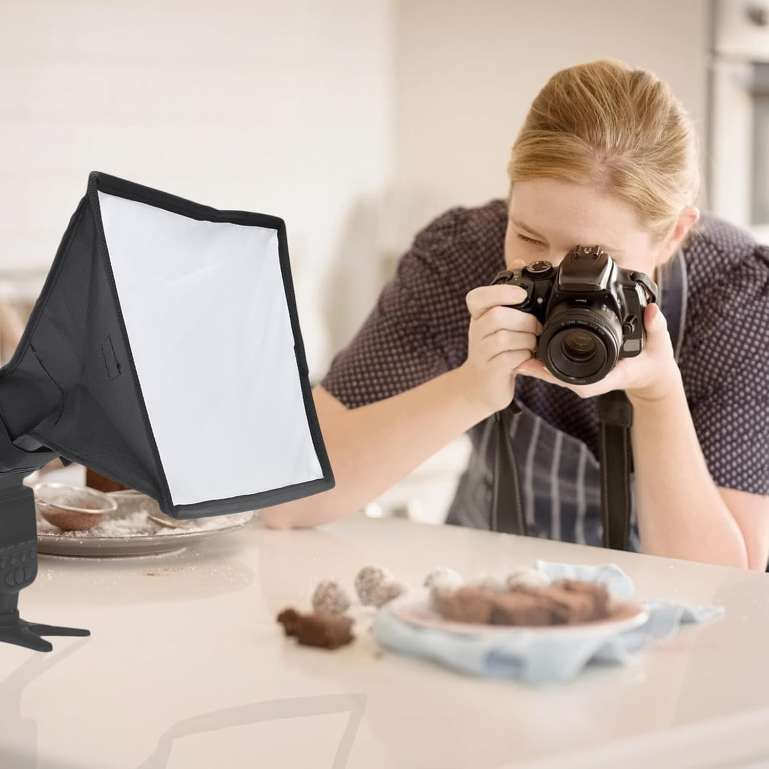 POPETPOP Photography Softbox 20X30Cm Portable Light Diffuser Photography Light Box with Flash Reflector for Studio Portrait and Product Photo Shooting image number 3