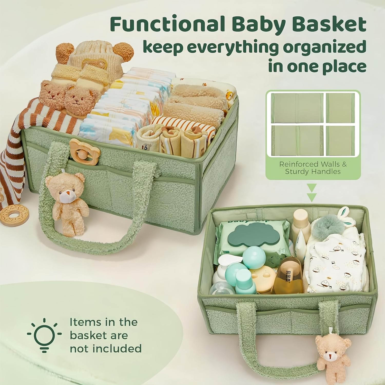 Nappy Caddy Organiser Baby Bag Diaper Caddy Storage Basket for Diapers and Wipes Portable Shower Gifts Travel Essentials image number 6