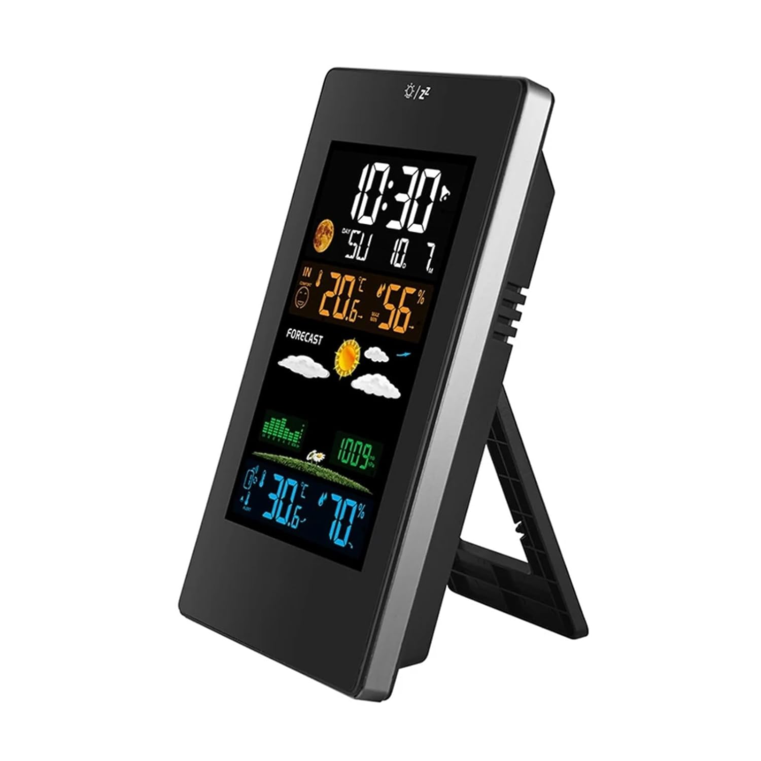 Color Screen Weather Station Digital Wall Clock Temperature Humidity Wireless Sensor Table Desk Electronic Alarm