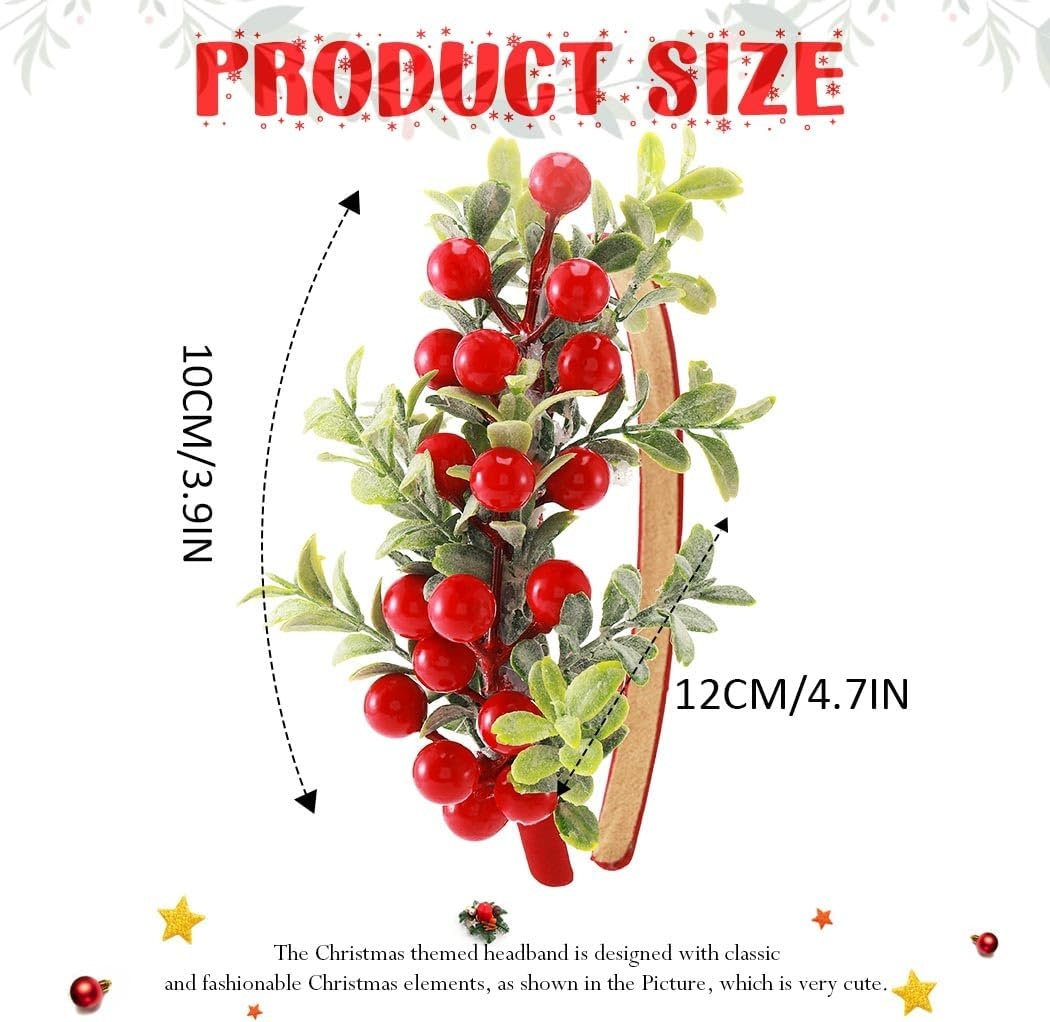 Gortin Christmas Headbands Xmas Flower Headband Red Berries Hair Hoop Snow Christmas Wreath Hair Band Holiday Party Costume Hair Accessory for Women and Girls (Type A) image number 1