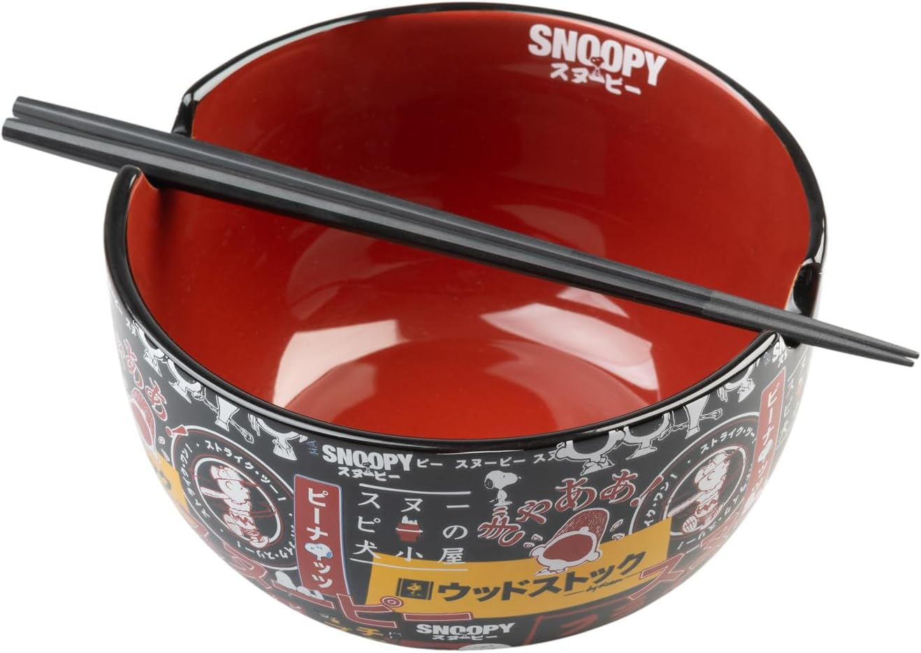 Grupo Erik Ramen Bowl Snoopy Ceramic Bowl 9 X 16 Cm 900 Ml with Sticks for Eating - Official Peanuts Snoopy Gifts Merch image number 2