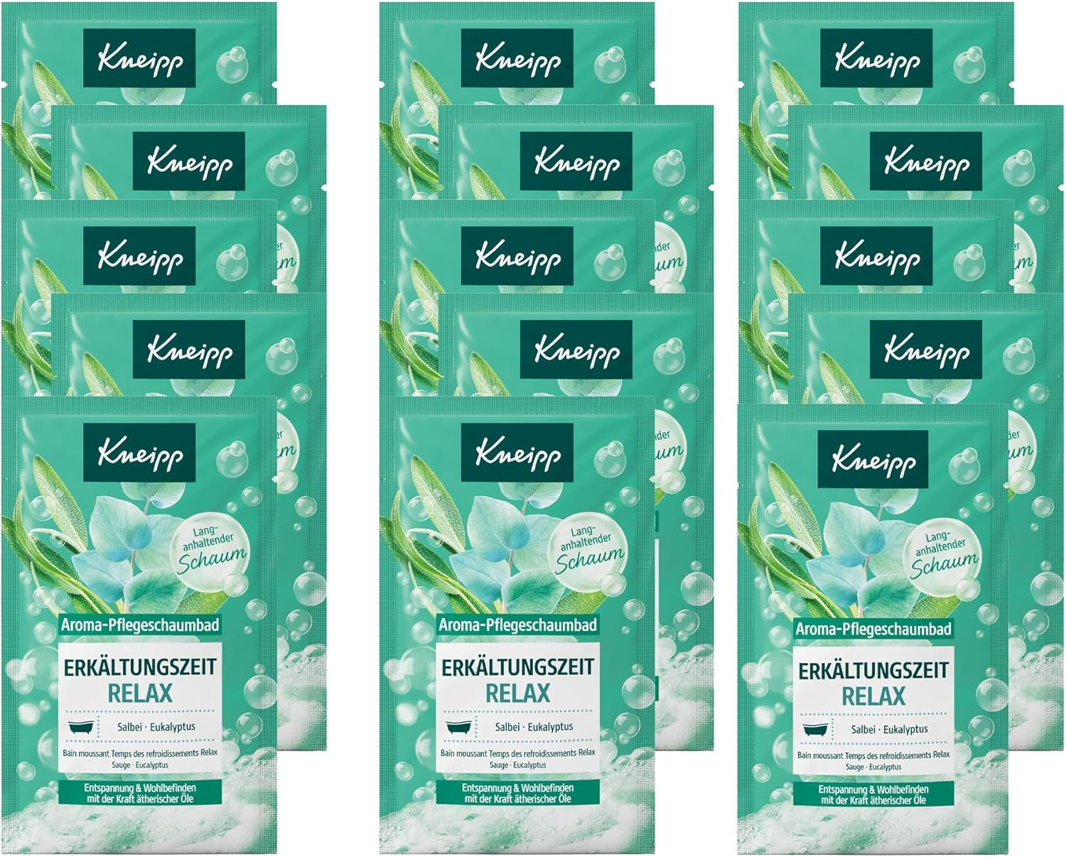 Kneipp Aroma Care Foam Bath for Cold Time Relax - Relaxation and Wellbeing with the Power of Essential Oils - Bath Additive with Natural Essential Oils of Sage and Eucalyptus - 15 X 50 Ml image number 2